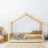 Drewniane łóżko domek dla dzieci styl skandynawski z barierką szczebelki 3