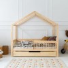 Drewniane łóżko domek dla dzieci styl skandynawski z barierką szczebelki 1