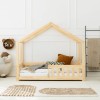 Drewniane łóżko domek dla dzieci styl skandynawski z barierką płotek 5