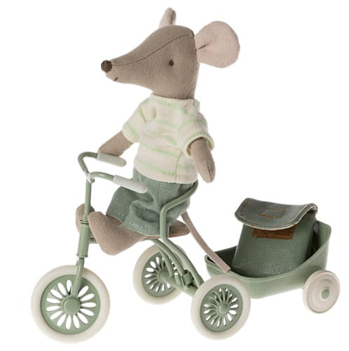 Maileg Myszka Starszy Brat z torbą rowerzysta Tricycle Big Brother 2024 1