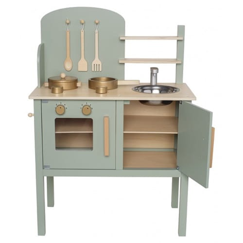 Kuchnia drewniana dla dzieci zielona szałwiowa Jabadabado