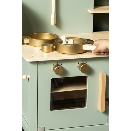 Kuchnia drewniana dla dzieci zielona szałwiowa Jabadabado 2