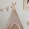 Namiot tipi dla dzieci w beżowe paski z matą podłogową z dwustronnego muślinu 4