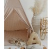 Namiot tipi dla dzieci w beżowe paski z matą podłogową z dwustronnego muślinu 1