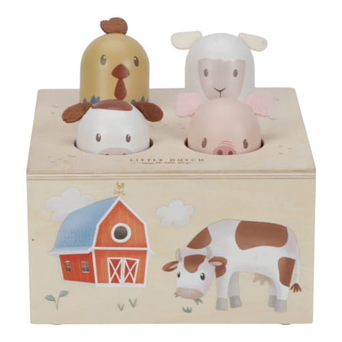 Drewniana zabawka interaktywna pop-up Farm Little Dutch 1