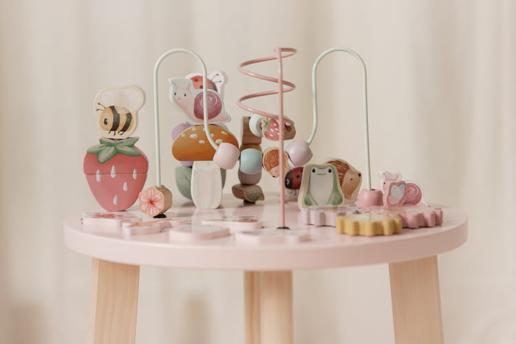 Stolik edukacyjny różowy Fairy Garden dla dziewczynki na roczek Little Dutch 8