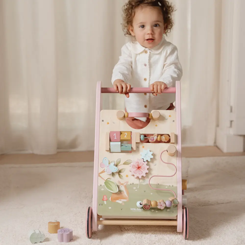 Drewniany chodzik pchacz różowy Fairy Garden roczek dziewczynki Little Dutch 3
