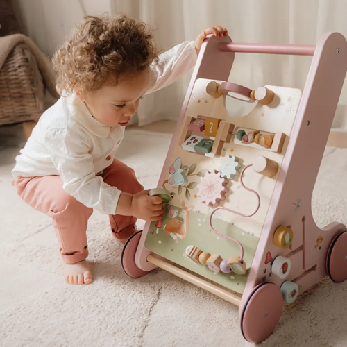 Drewniany chodzik pchacz różowy Fairy Garden roczek dziewczynki Little Dutch 1