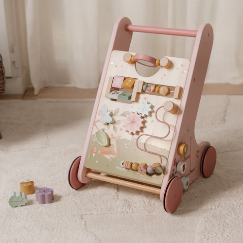 Drewniany chodzik pchacz różowy Fairy Garden roczek dziewczynki Little Dutch 2