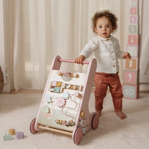 Drewniany chodzik pchacz różowy Fairy Garden roczek dziewczynki Little Dutch 4