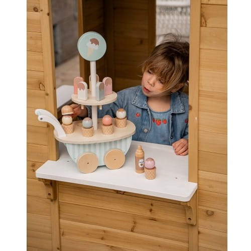 Drewniana lodziarnia na kółkach wózek naturalny Jabadabado 1