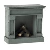 Maileg kominek dla myszek fireplace blue