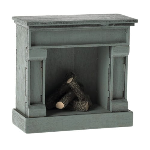 Maileg kominek dla myszek fireplace blue
