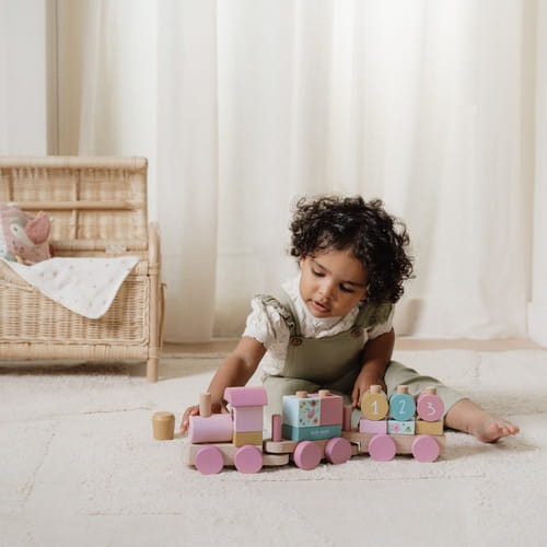 Pociąg Drewniany Little Dutch Różowy  3