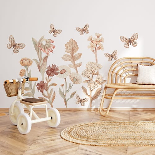 Naklejki na ścianę kwiaty boho zestaw I