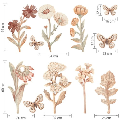 Naklejki na ścianę kwiaty boho zestaw I 5