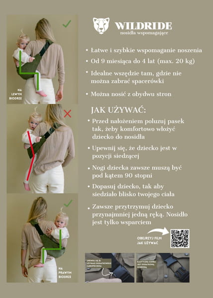 Nosidło wspomagające Sand Linen lniane kremowe Wildride 5