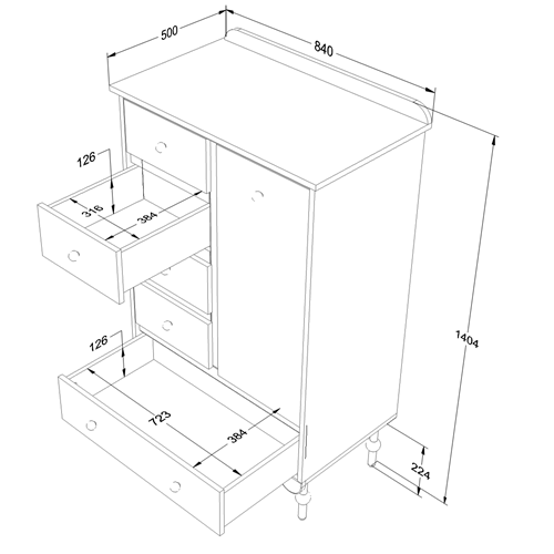 Komoda Babushka różowa wysoka - dziecięca 2