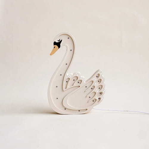 Drewniana Lampka Łabędź dla dzieci - biały