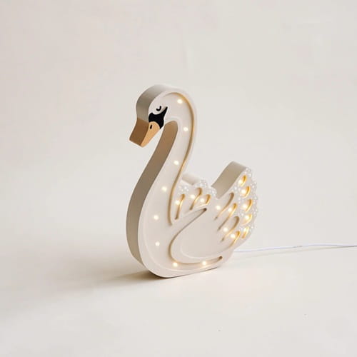 Drewniana Lampka Łabędź dla dzieci - biały