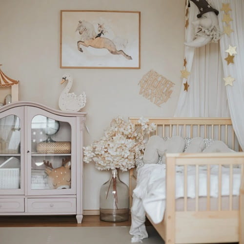 Drewniana Lampka Łabędź dla dzieci - biały