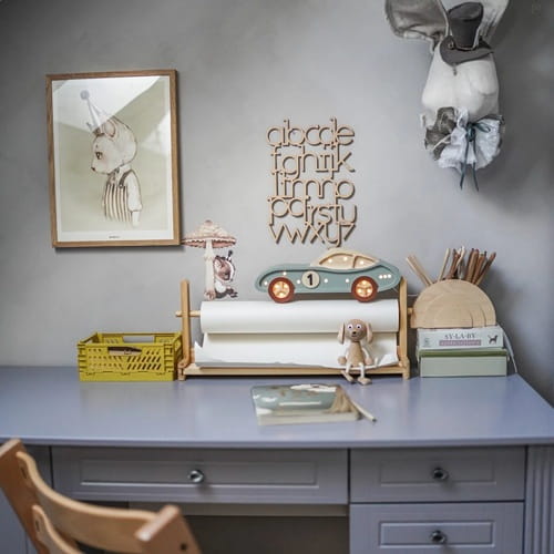 Drewniana Lampka Auto dla dzieci - turkusowy