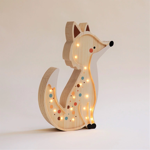 Drewniana Lampka Lisek dla dzieci kolorowy