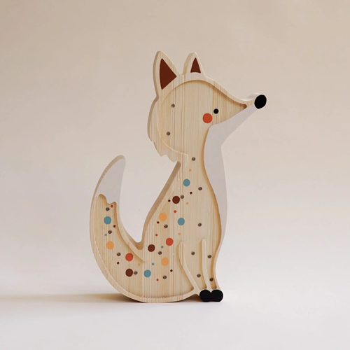 Drewniana Lampka Lisek dla dzieci kolorowy