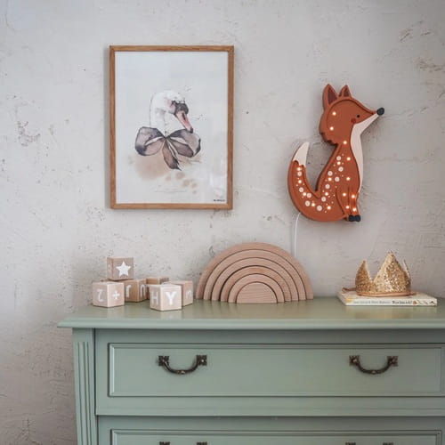 Drewniana Lampka Lisek dla dzieci rudy