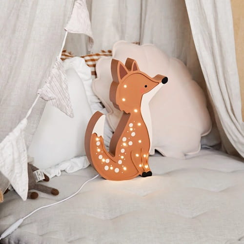 Drewniana Lampka Lisek dla dzieci rudy