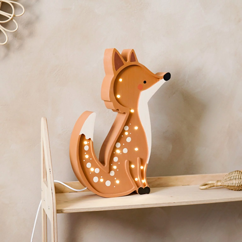 Drewniana Lampka Lisek dla dzieci rudy