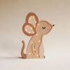 Drewniana Lampka Myszka dla dzieci - brązowa