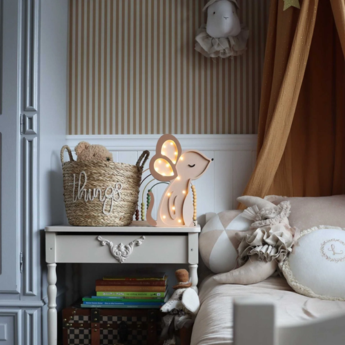 Drewniana Lampka Myszka dla dzieci - brązowa