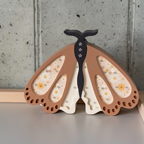 Drewniana Lampka Ćma dla dzieci brązowa