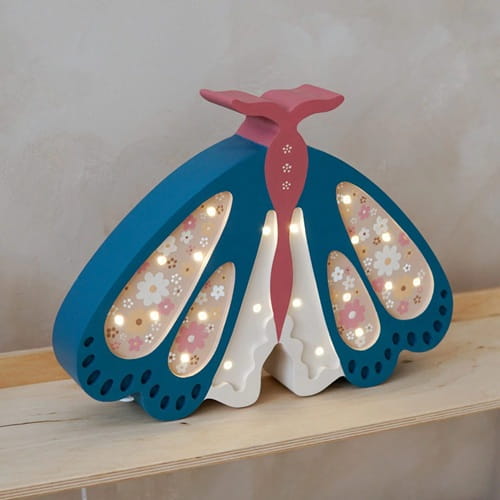 Drewniana Lampka Ćma dla dzieci niebieska