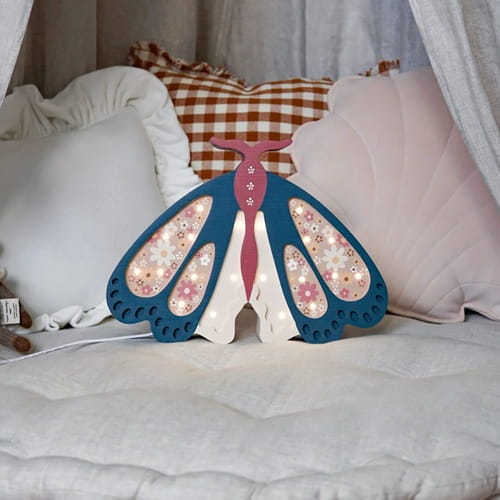 Drewniana Lampka Ćma dla dzieci niebieska