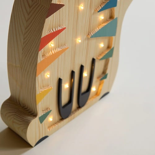 Drewniana Lampka Tygrys dla dzieci kolorowy