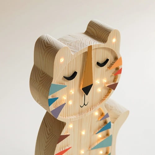 Drewniana Lampka Tygrys dla dzieci kolorowy