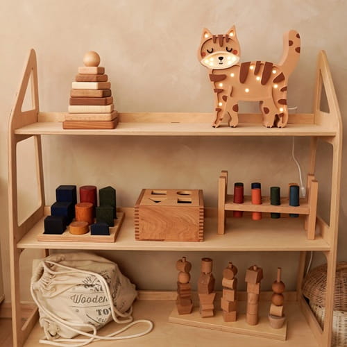 Drewniana Lampka Kotek dla dzieci  3