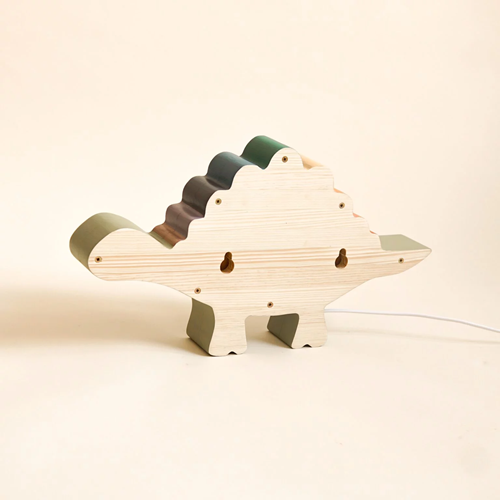 Drewniana Lampka Dinozaur Stegozaur dla dzieci 5