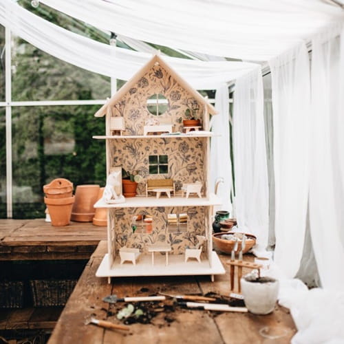 Drewniany domek dla lalek / myszek Vintage Flower 2