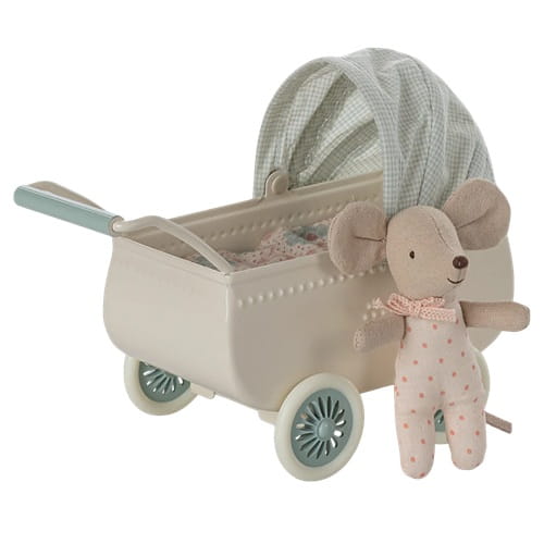 Maileg Wózek z myszką miętowy  1