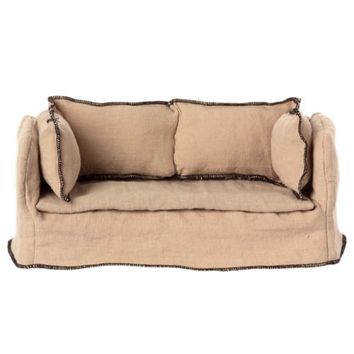 Maileg sofa kanapa lniana dla myszek i króliczków beżowa duża