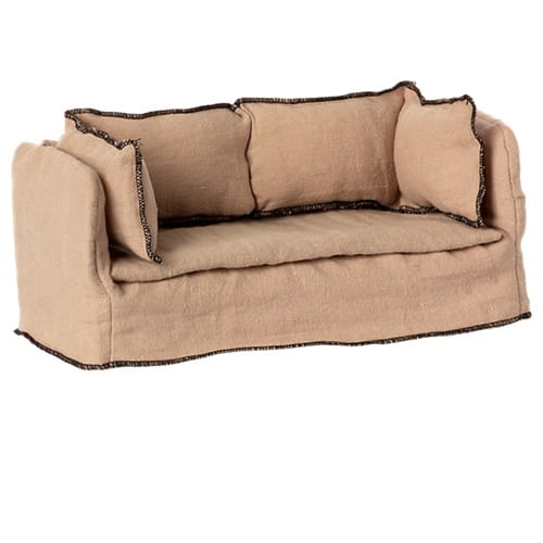 Maileg sofa kanapa lniana dla myszek i króliczków beżowa duża 2