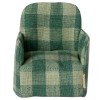 Maileg fotel w zieloną kratkę - krzesło składane dla myszek 3
