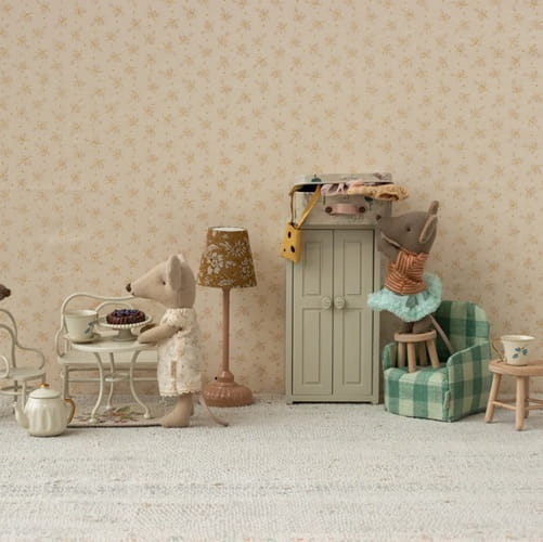 Maileg fotel w zieloną kratkę - krzesło składane dla myszek 1