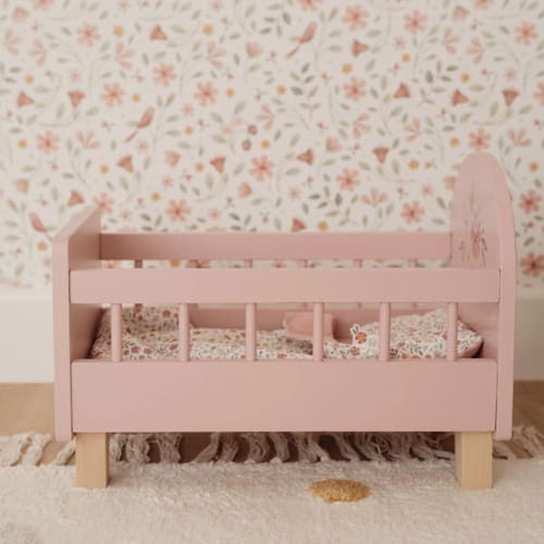 Drewniane łóżeczko dla lalek z pościelą Little Dutch 5