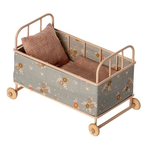 Maileg Łóżeczko dziecięce łóżko metalowe cot bed rose