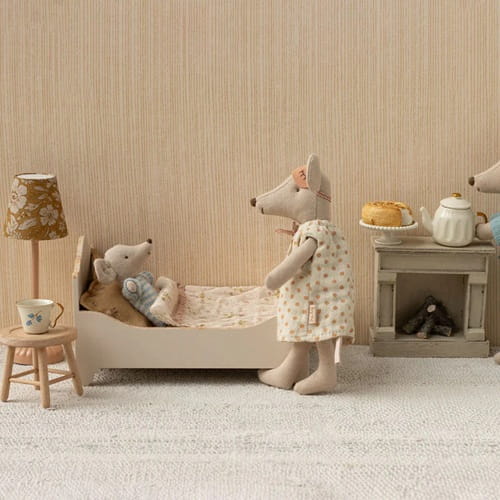 Maileg Drewniane łóżko wooden bed podwójne dla myszek 1