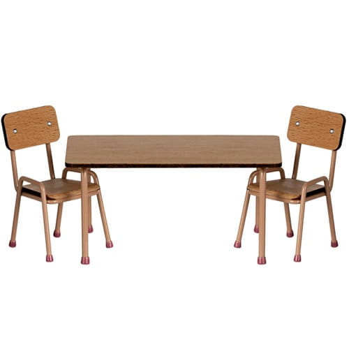 Maileg stół i 2 krzesła drewniane dla myszek